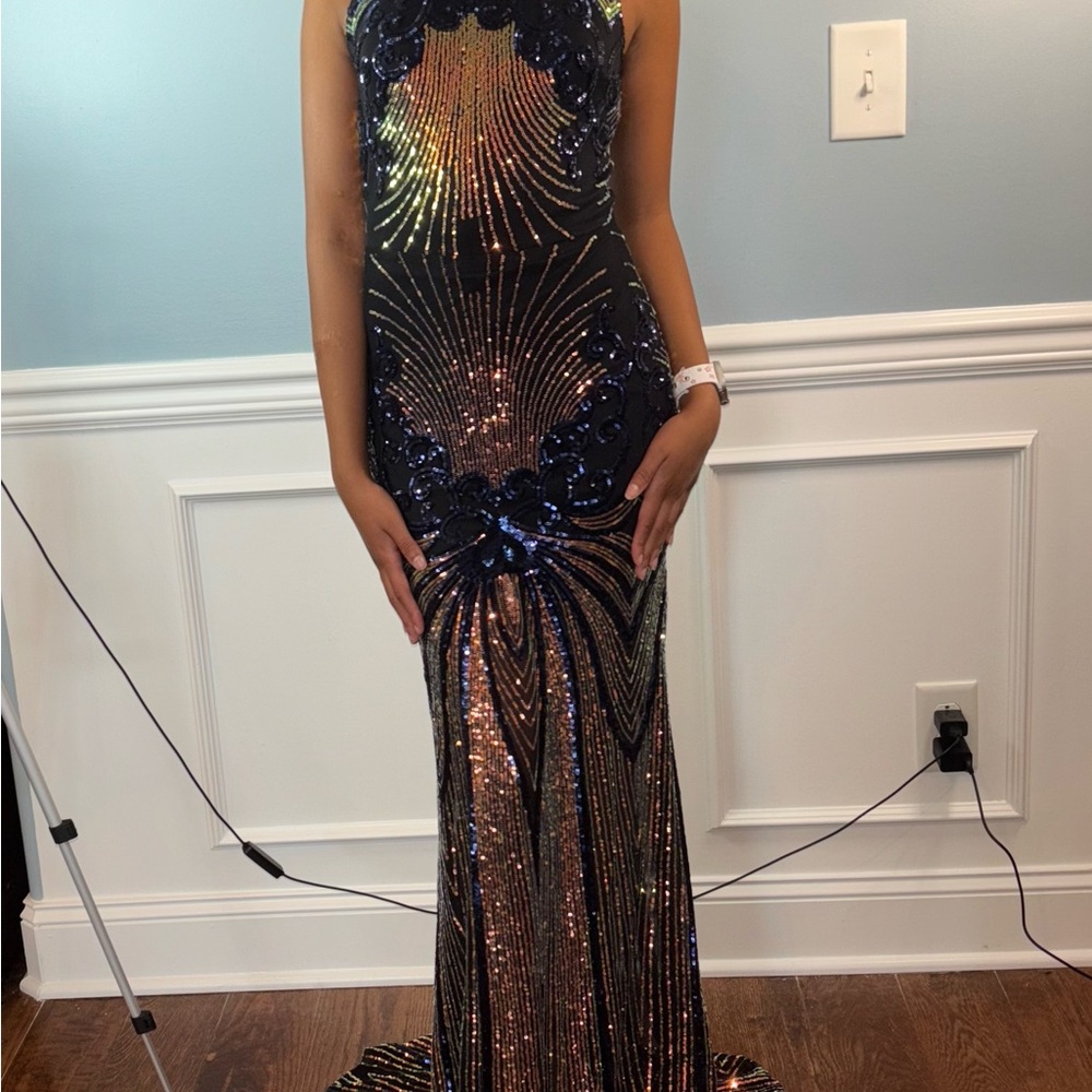 Fashion Nova Radiant Black and Gold Sequin Dress